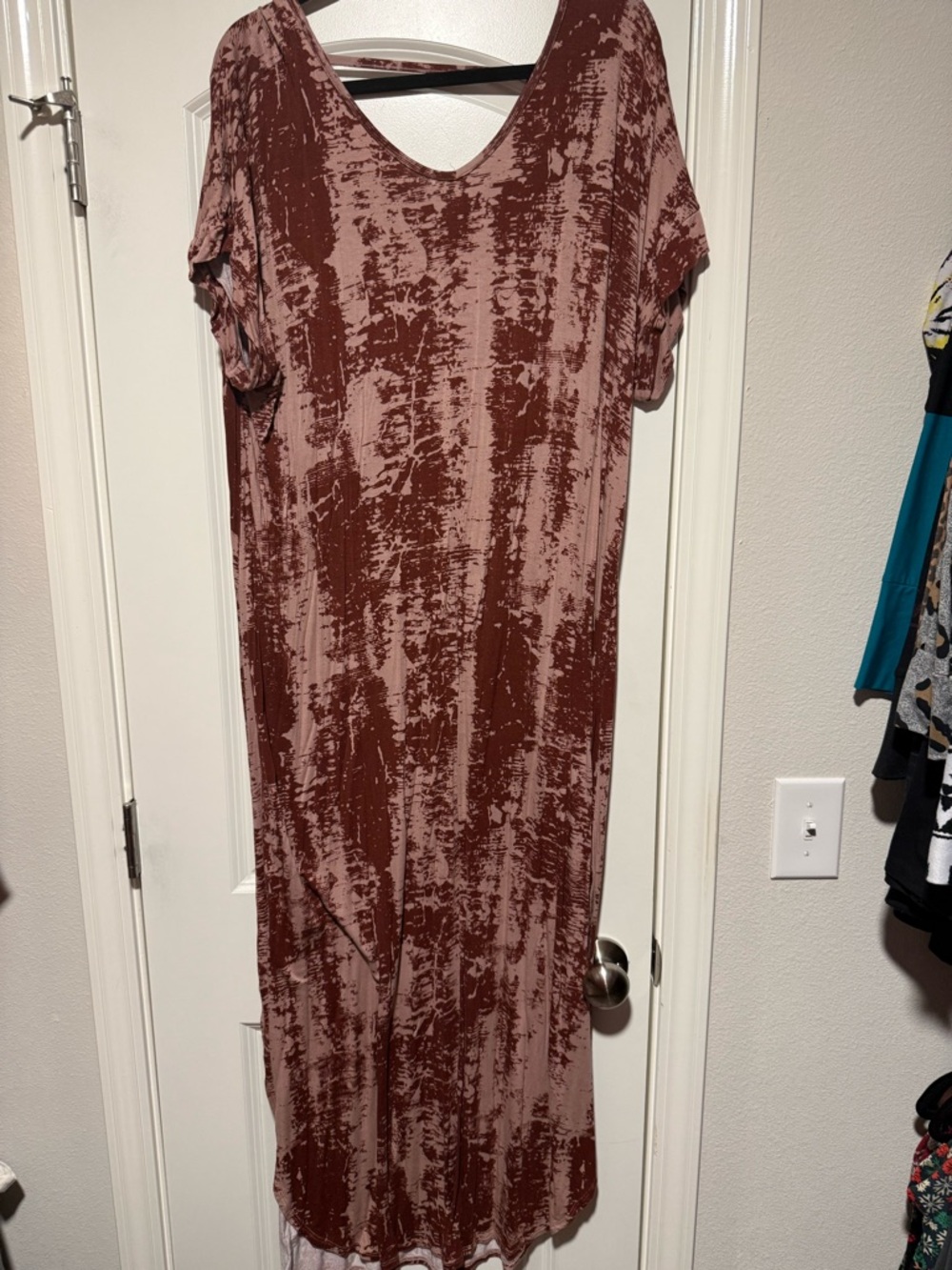 LuLaRoe Crushed Velvet Maxi Dress in Mauve and Rust